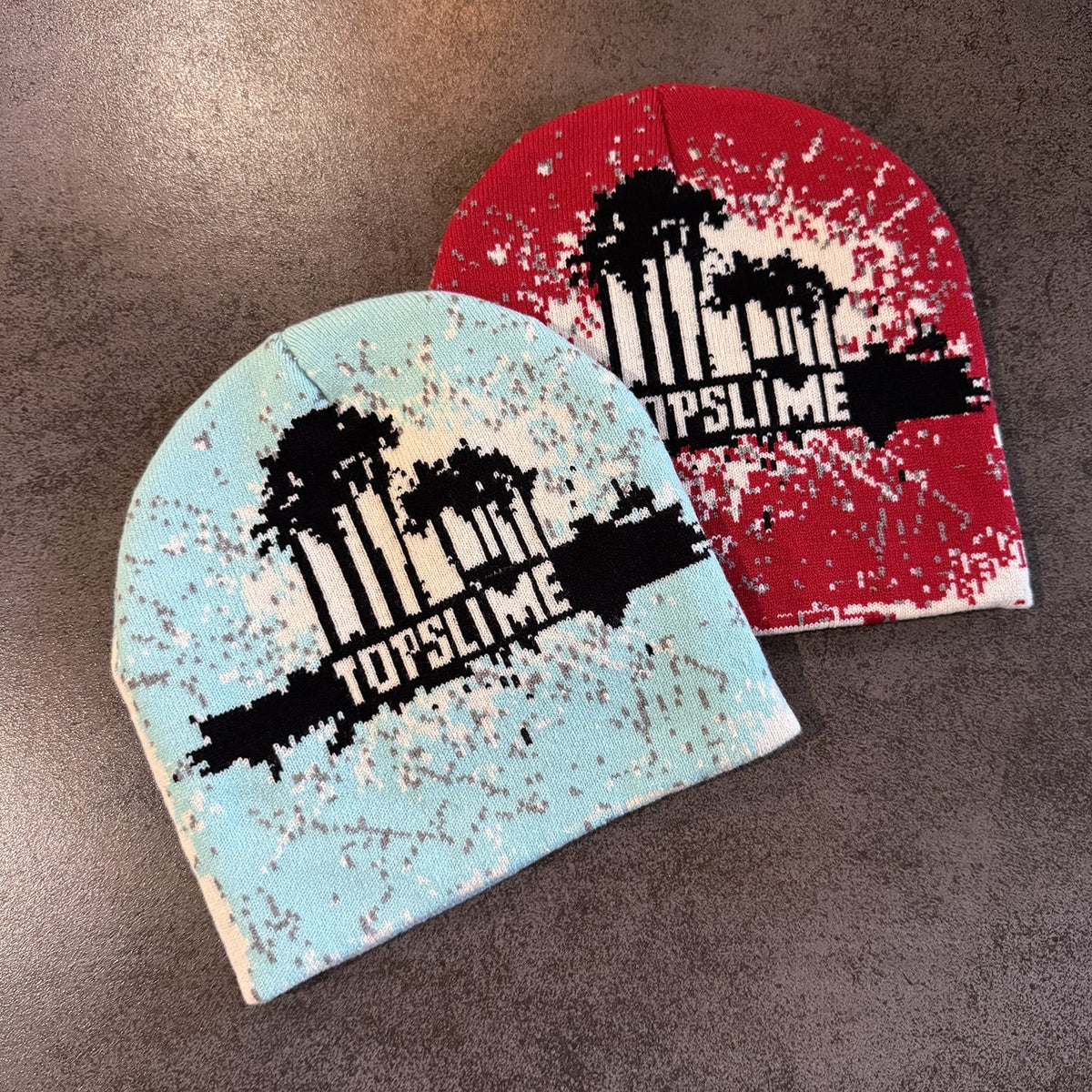 Palm Tree Splatter Knit Beanie