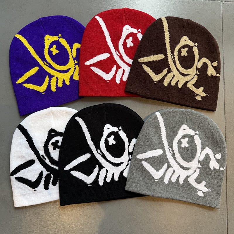 Doodle Skull Knit Beanie
