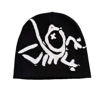 Doodle Skull Knit Beanie