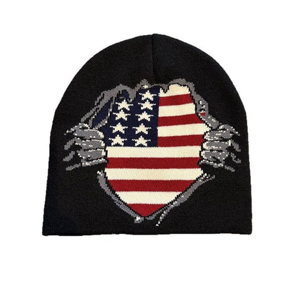 American Flag Shield Knit Beanie