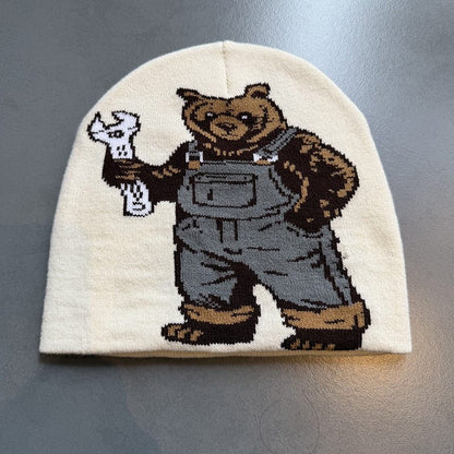 Workwear Bear Knit Beanie Cream