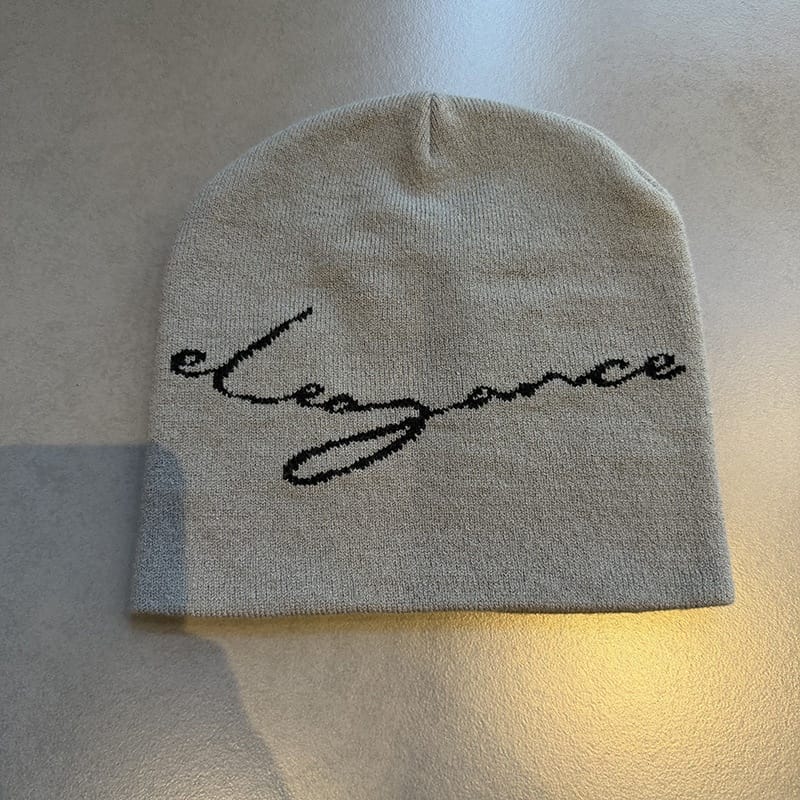 Elegance Script Knit Beanie Gray / Black