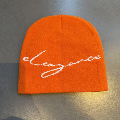 Elegance Script Knit Beanie Orange
