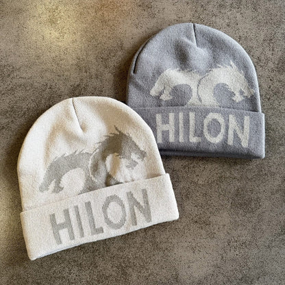 Bear Graphic Cuffed Knit Beanie
