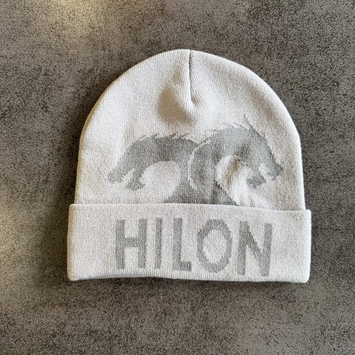 Bear Graphic Cuffed Knit Beanie Cream