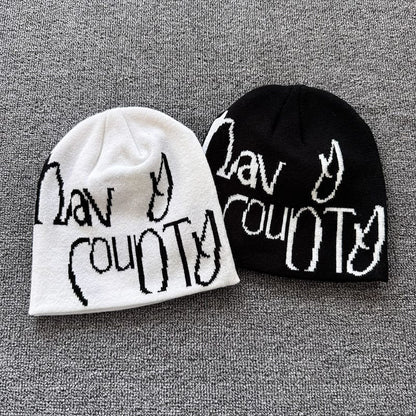 Devil Horn Lettering Knit Beanie
