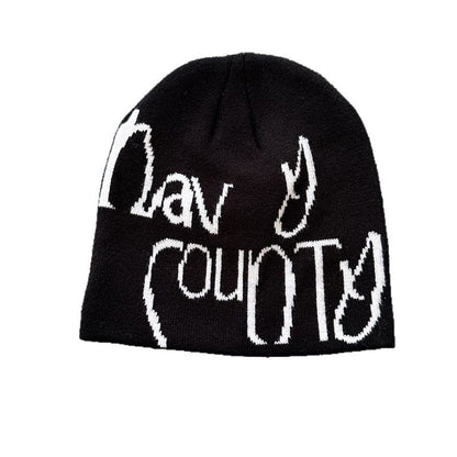 Devil Horn Lettering Knit Beanie