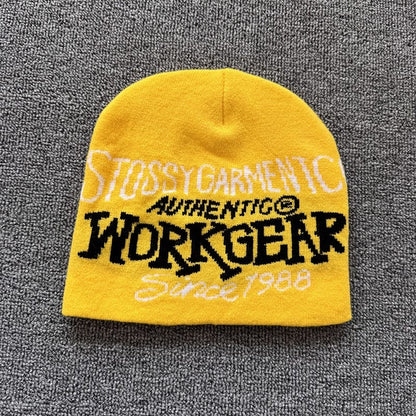 Vintage Workgear Lettering Knit Beanie Yellow