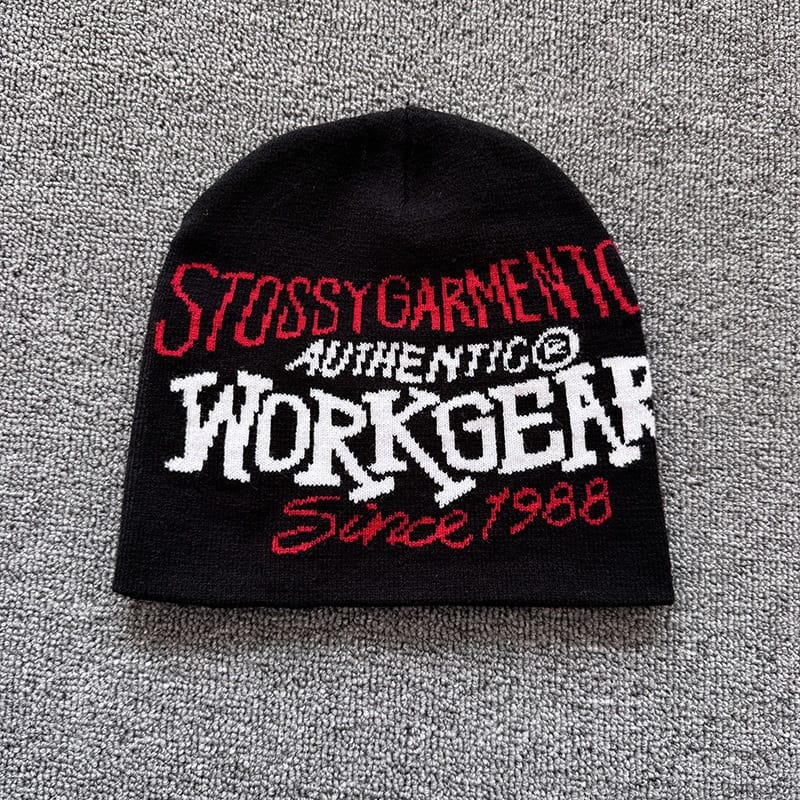 Vintage Workgear Lettering Knit Beanie Black