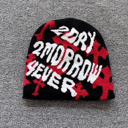 Tomorrow Never Camo Knit Beanie Black / Red