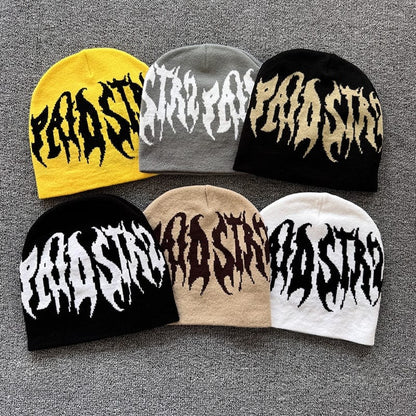 Distorted Gothic Letter Knit Beanie