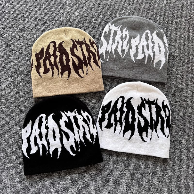 Distorted Gothic Letter Knit Beanie