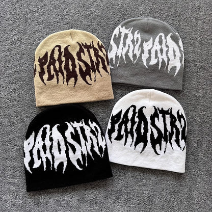 Distorted Gothic Letter Knit Beanie