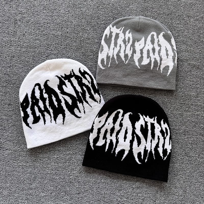 Distorted Gothic Letter Knit Beanie
