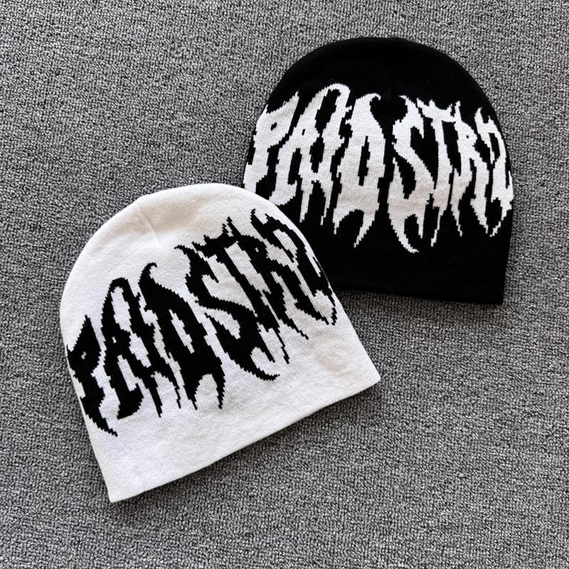 Distorted Gothic Letter Knit Beanie