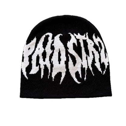 Distorted Gothic Letter Knit Beanie