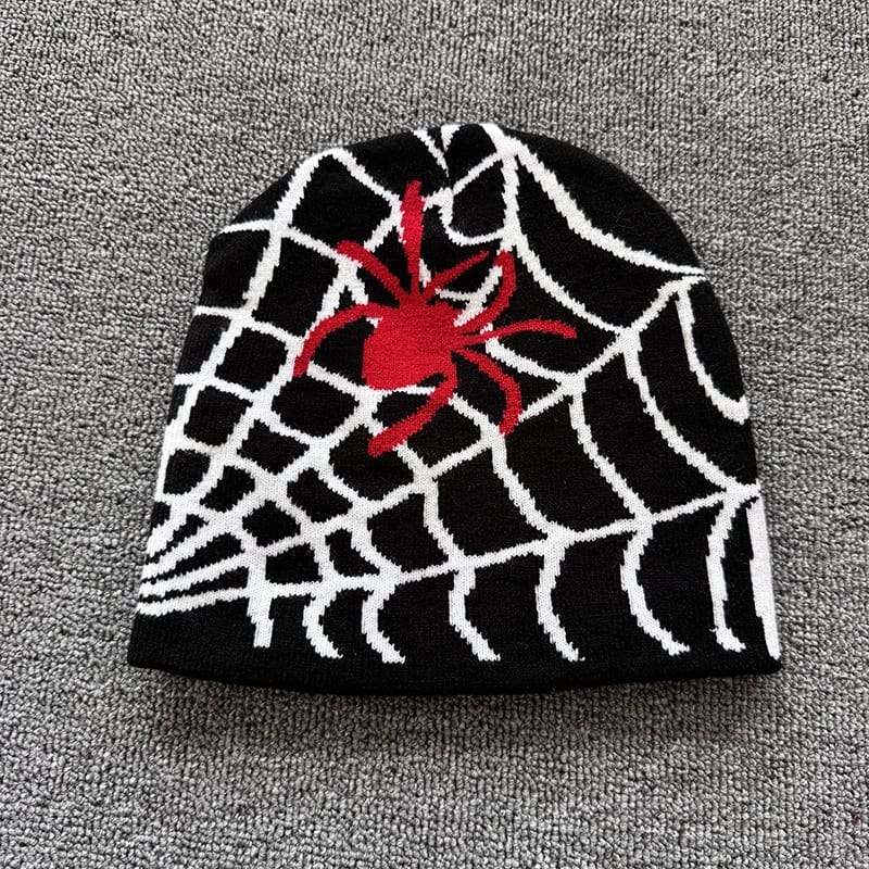 Spider Web Knit Beanie Black