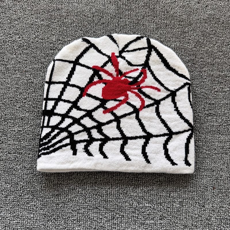 Spider Web Knit Beanie White