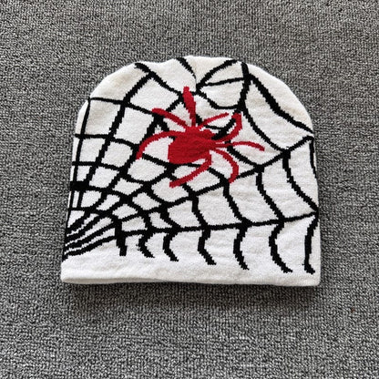 Spider Web Knit Beanie White
