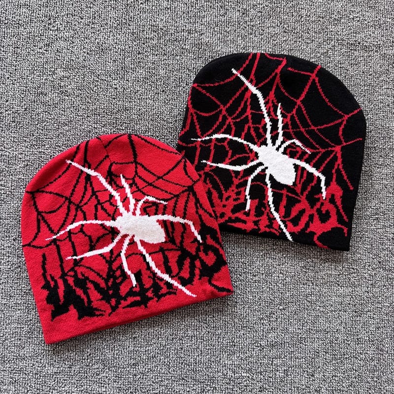Red Web Spider Knit Beanie