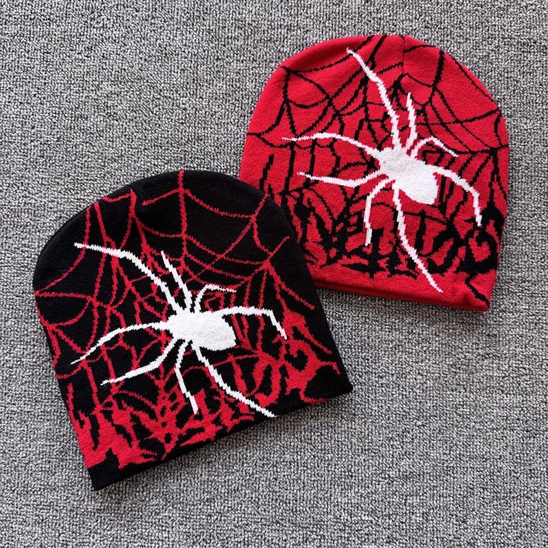 Red Web Spider Knit Beanie