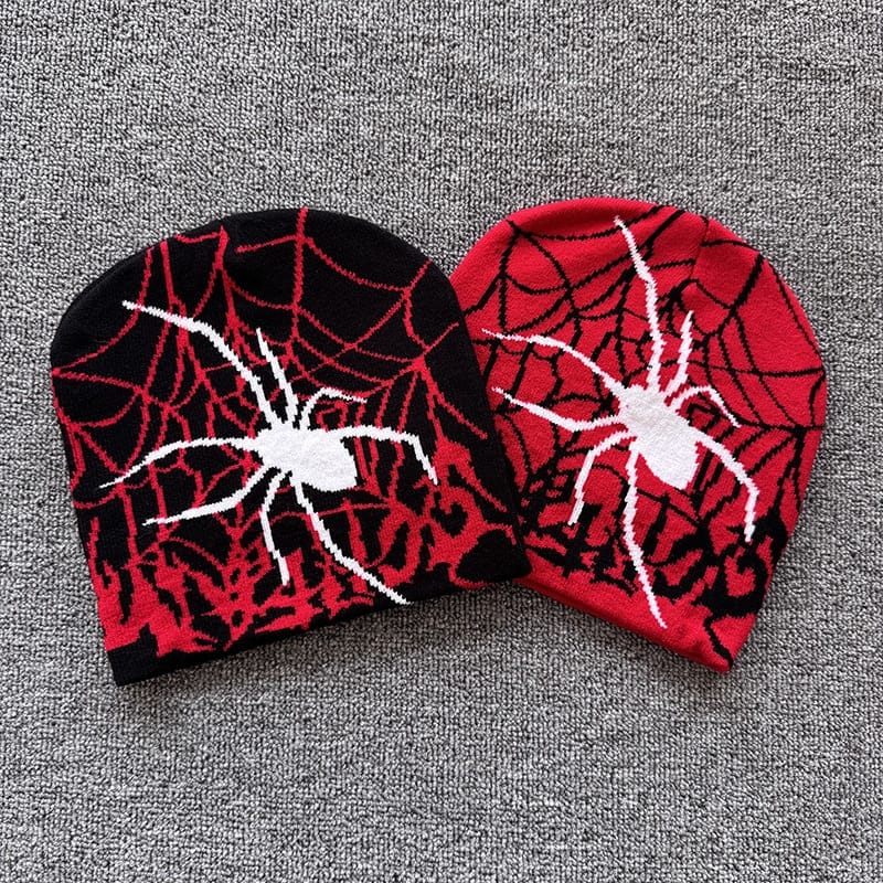 Red Web Spider Knit Beanie