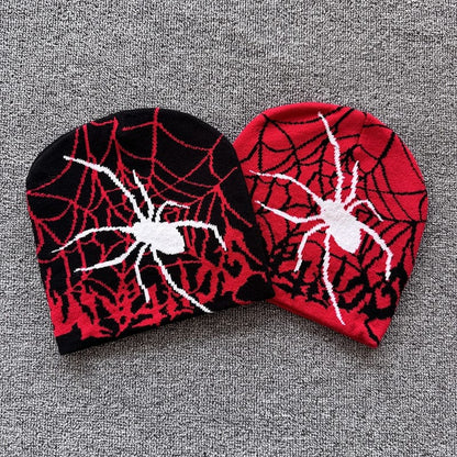 Red Web Spider Knit Beanie