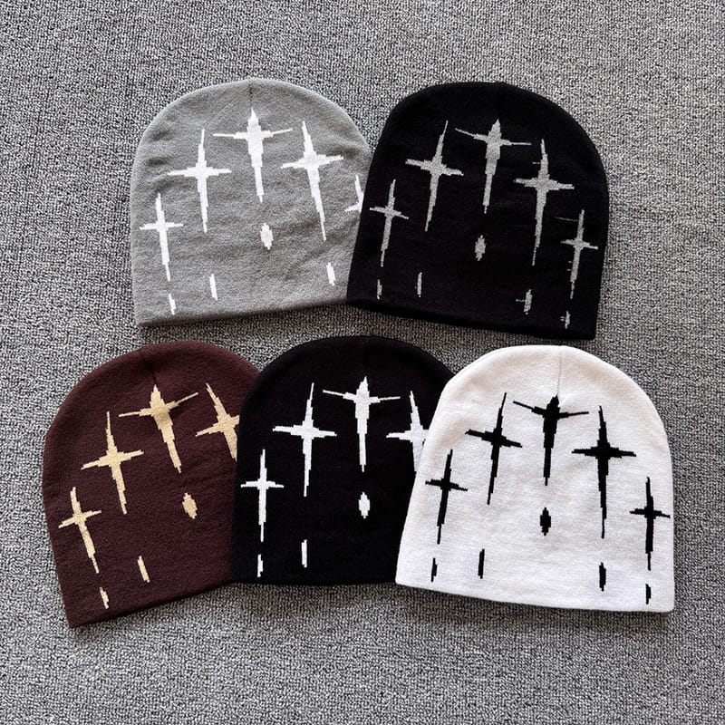 Falling Cross Knit Beanie