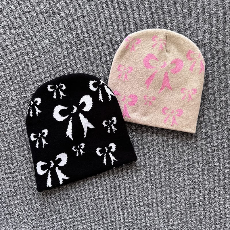 Ribbon Bow Knit Beanie