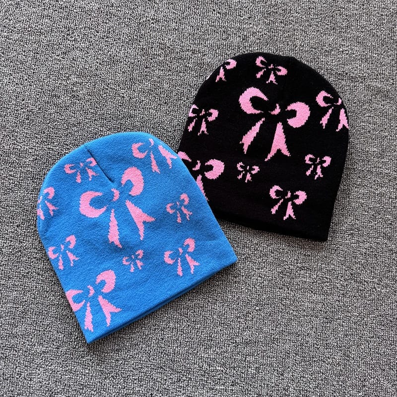 Ribbon Bow Knit Beanie