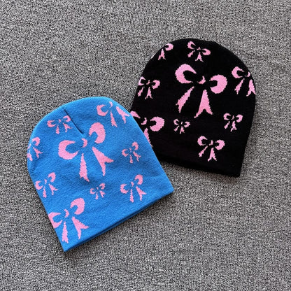 Ribbon Bow Knit Beanie