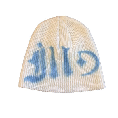 Ribbed Gothic Letter Knit Beanie