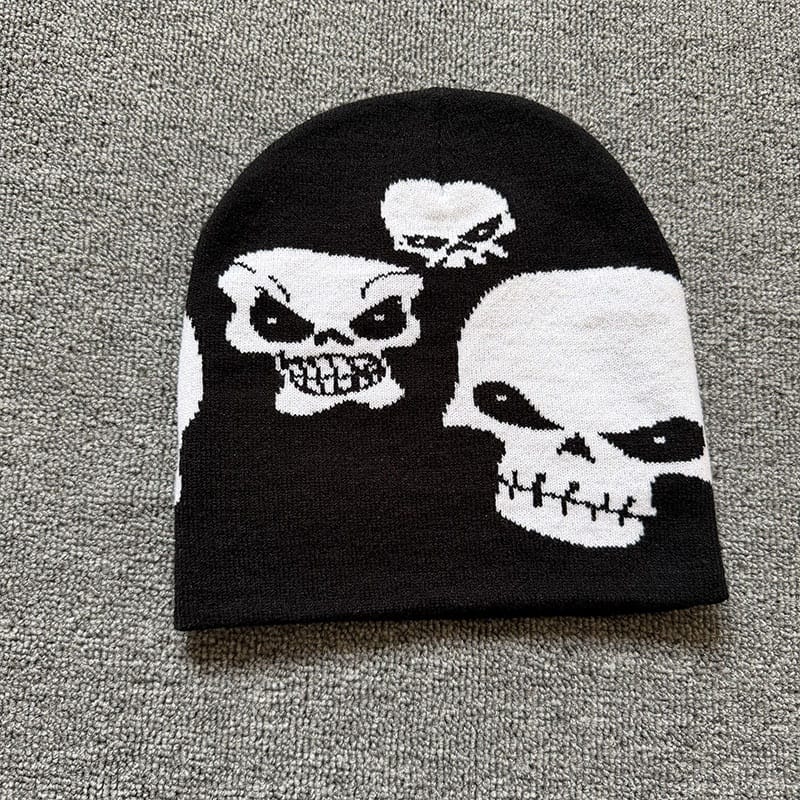 Allover Skull Knit Beanie Black