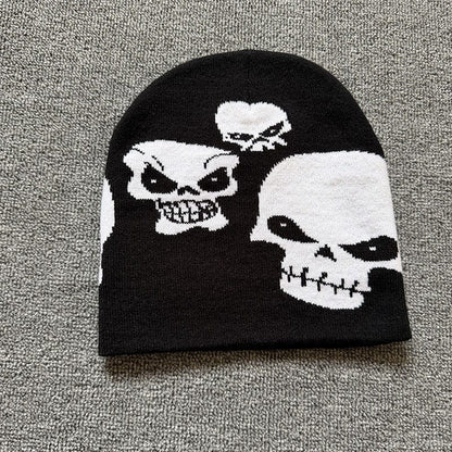 Allover Skull Knit Beanie Black