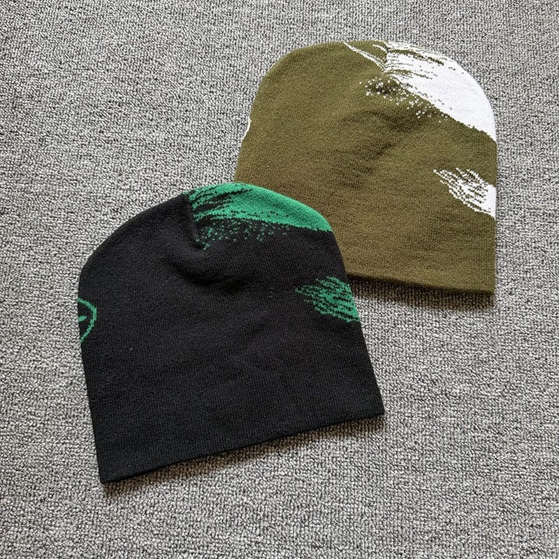 Split Skull Graphic Knit Beanie