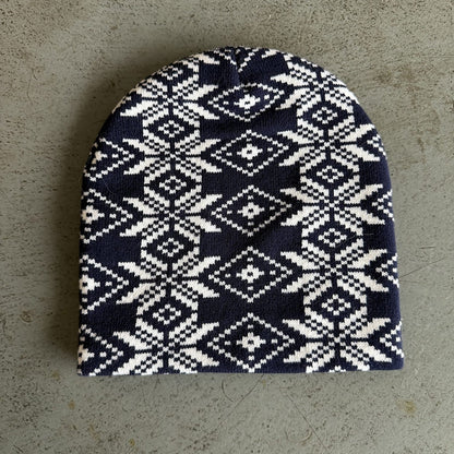 Geometric Diamond Knit Beanie Navy