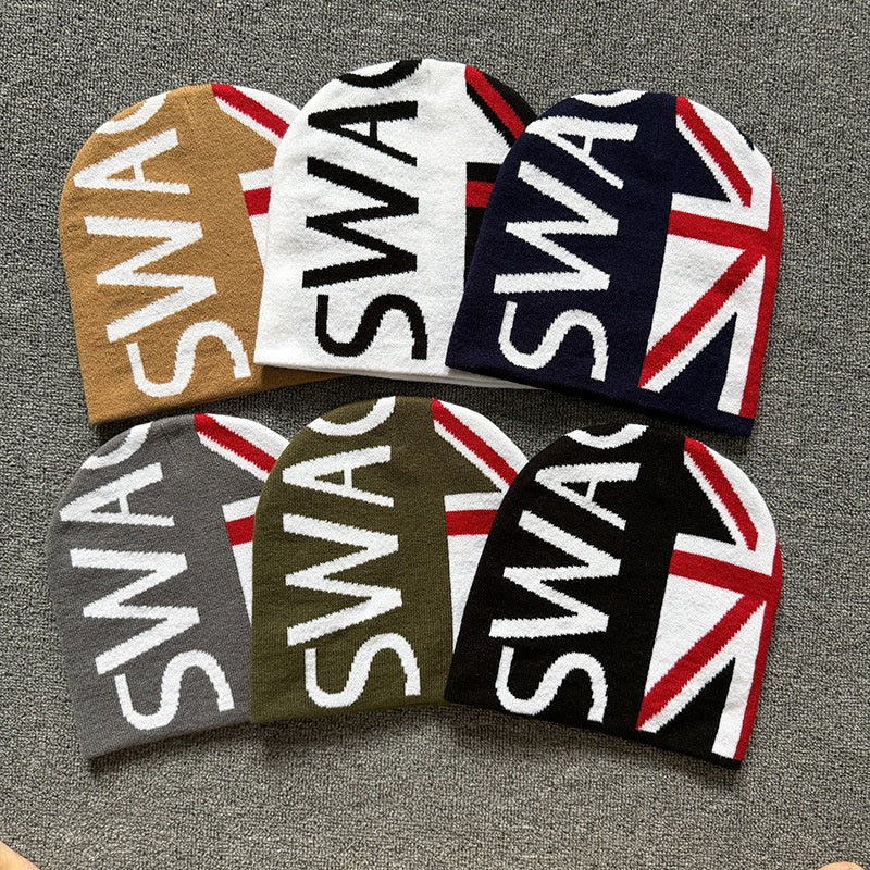 Union Flag Lettering Knit Beanie