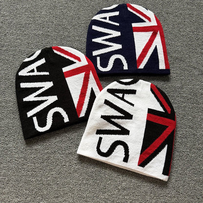 Union Flag Lettering Knit Beanie