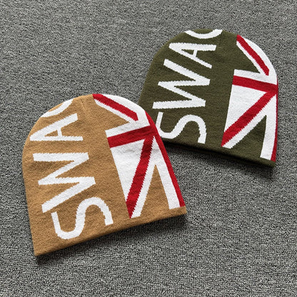 Union Flag Lettering Knit Beanie