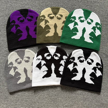 Mirrored Face Knit Beanie