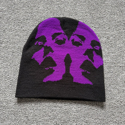 Mirrored Face Knit Beanie