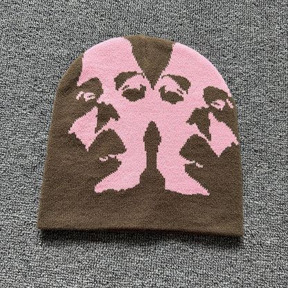 Mirrored Face Knit Beanie