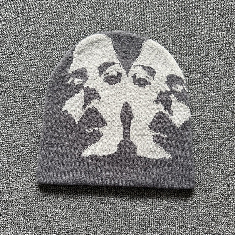 Mirrored Face Knit Beanie