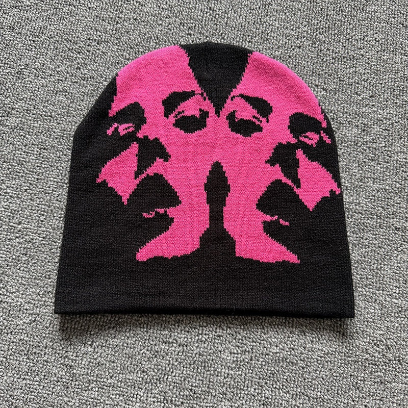 Mirrored Face Knit Beanie