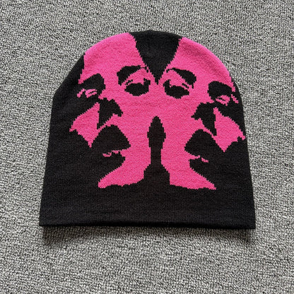 Mirrored Face Knit Beanie
