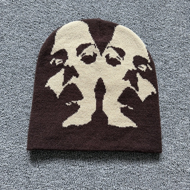Mirrored Face Knit Beanie