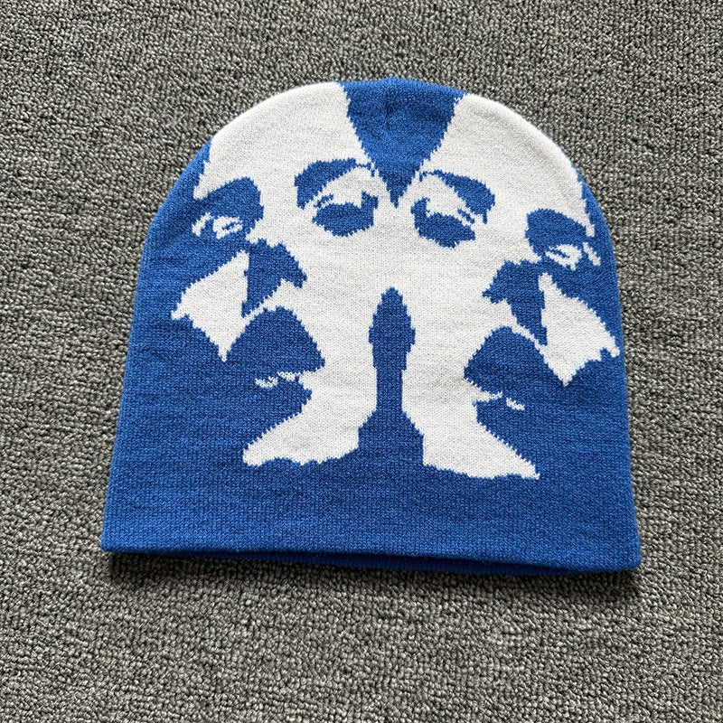 Mirrored Face Knit Beanie