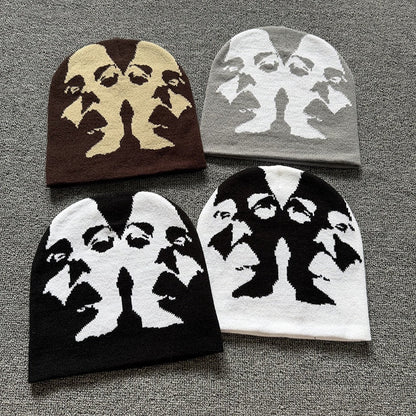 Mirrored Face Knit Beanie