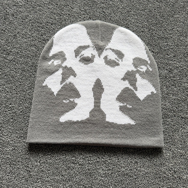Mirrored Face Knit Beanie