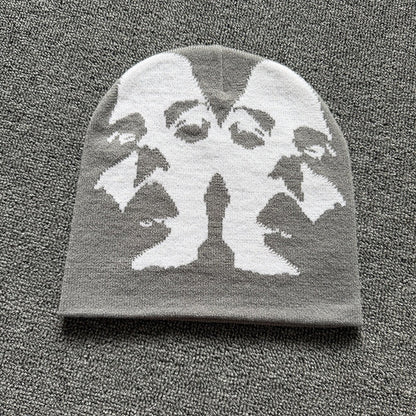 Mirrored Face Knit Beanie